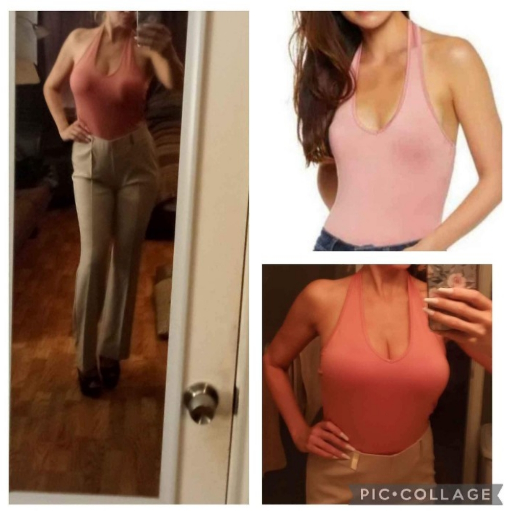 New pink halter top bodysuit